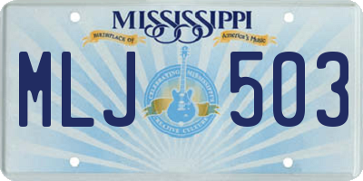 MS license plate MLJ503