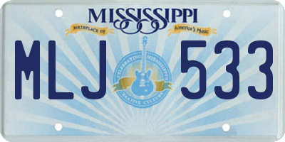 MS license plate MLJ533