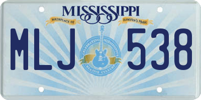 MS license plate MLJ538