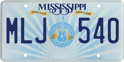 MS license plate MLJ540