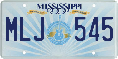 MS license plate MLJ545