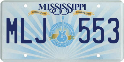 MS license plate MLJ553