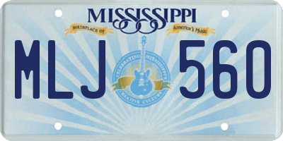 MS license plate MLJ560