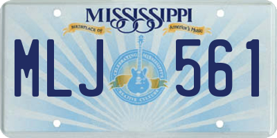 MS license plate MLJ561