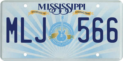 MS license plate MLJ566