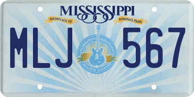 MS license plate MLJ567