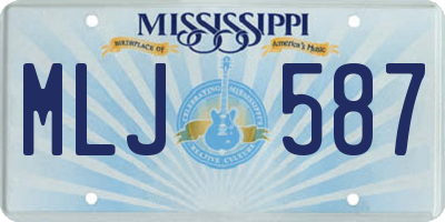 MS license plate MLJ587