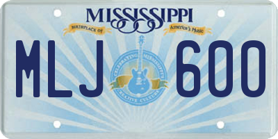 MS license plate MLJ600