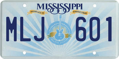 MS license plate MLJ601