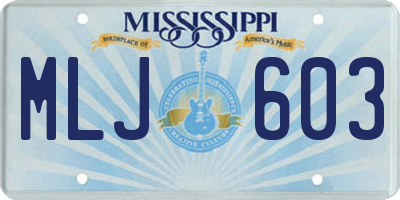 MS license plate MLJ603