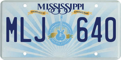 MS license plate MLJ640
