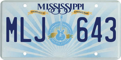 MS license plate MLJ643