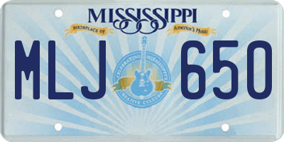 MS license plate MLJ650