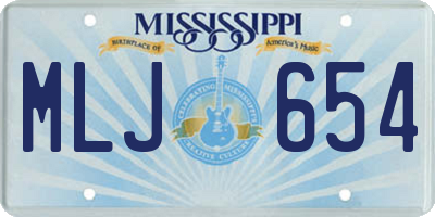 MS license plate MLJ654