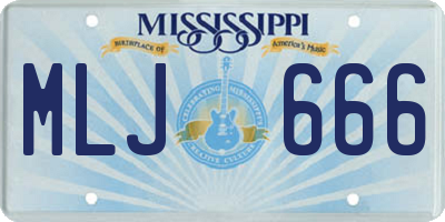 MS license plate MLJ666