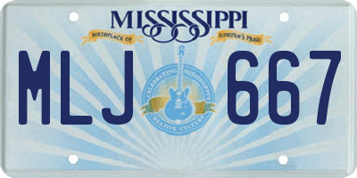 MS license plate MLJ667