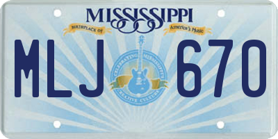 MS license plate MLJ670