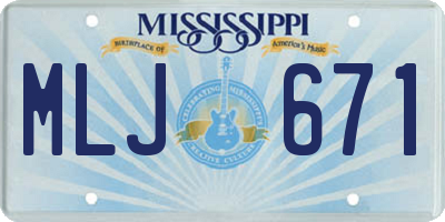 MS license plate MLJ671