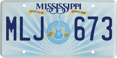 MS license plate MLJ673