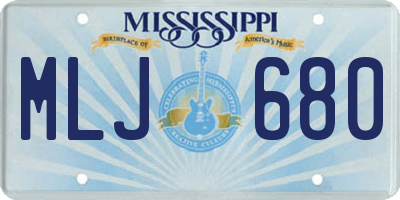 MS license plate MLJ680