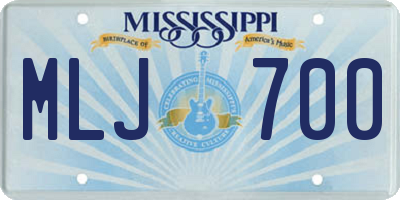 MS license plate MLJ700