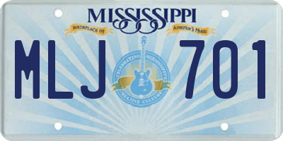 MS license plate MLJ701