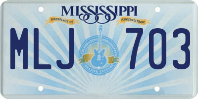 MS license plate MLJ703