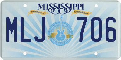 MS license plate MLJ706