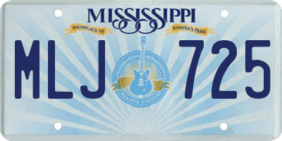 MS license plate MLJ725