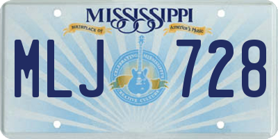 MS license plate MLJ728