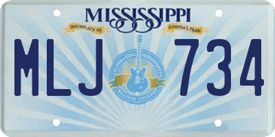 MS license plate MLJ734