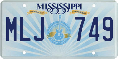 MS license plate MLJ749