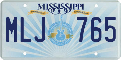 MS license plate MLJ765