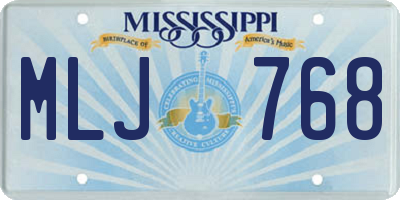 MS license plate MLJ768