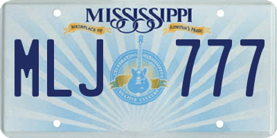 MS license plate MLJ777