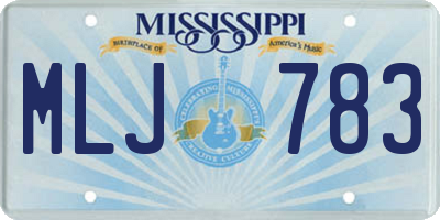 MS license plate MLJ783