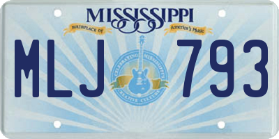 MS license plate MLJ793