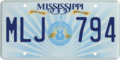 MS license plate MLJ794