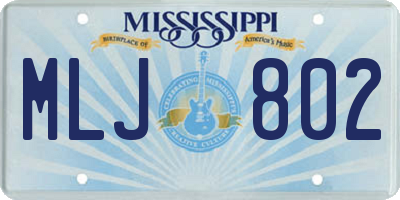 MS license plate MLJ802