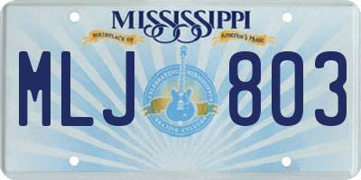 MS license plate MLJ803