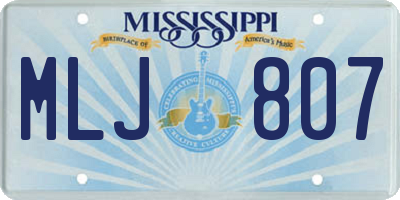 MS license plate MLJ807