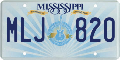 MS license plate MLJ820