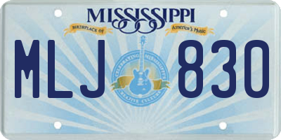 MS license plate MLJ830
