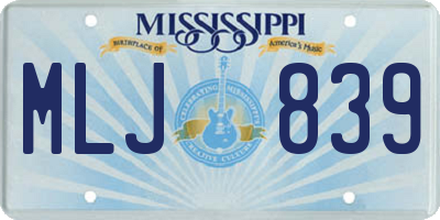 MS license plate MLJ839