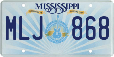 MS license plate MLJ868