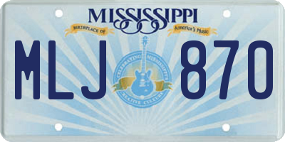 MS license plate MLJ870