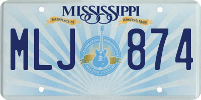 MS license plate MLJ874