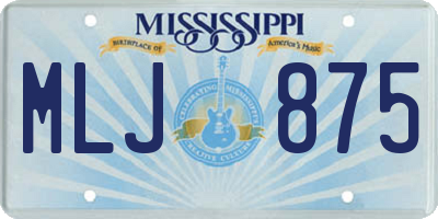 MS license plate MLJ875