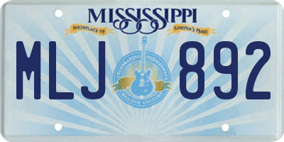 MS license plate MLJ892