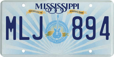 MS license plate MLJ894
